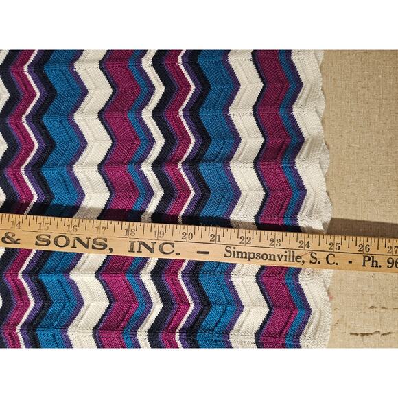 Vtg Crochet Chevron Striped Top Sz Med Womens Short Sleeve Grandmacore Scalloped - Picture 5 of 6